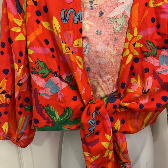 Maison d’Amelie Paris fun graphic tie midriff top size CVS - Picture 4 of 5